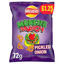 
            
                Load image into Gallery viewer, Walkers Monster Munch Pickled Onion Snacks (72g)
            
        
